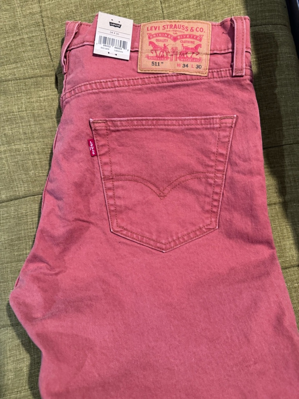 Levi's Mens 511 Slim Straight Jeans - Red. Brand new / never worn.